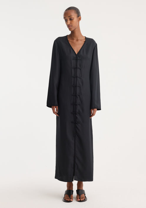 Mandarin silk dress | black