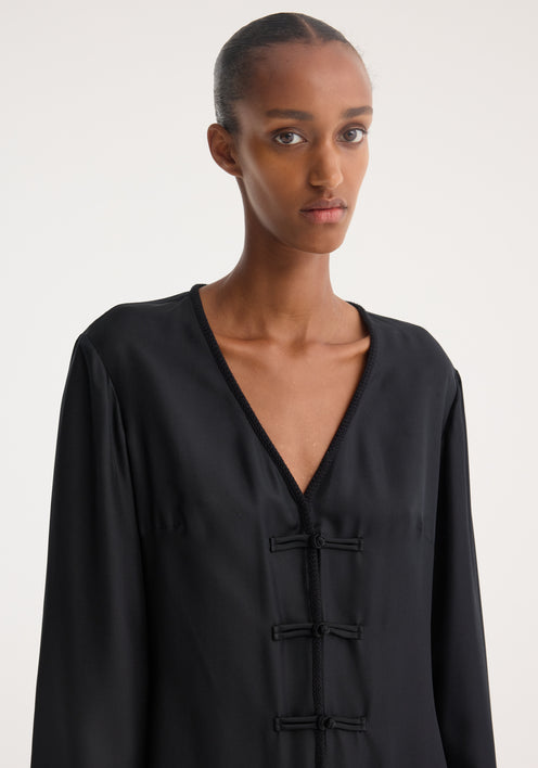 Mandarin silk dress | black