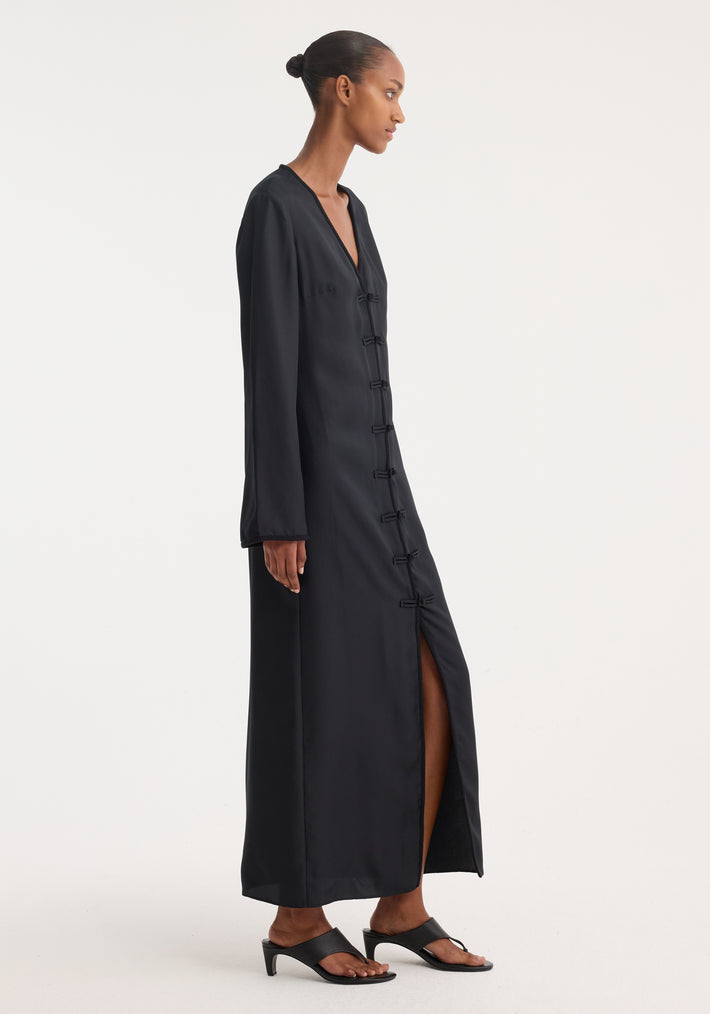 Mandarin silk dress | black