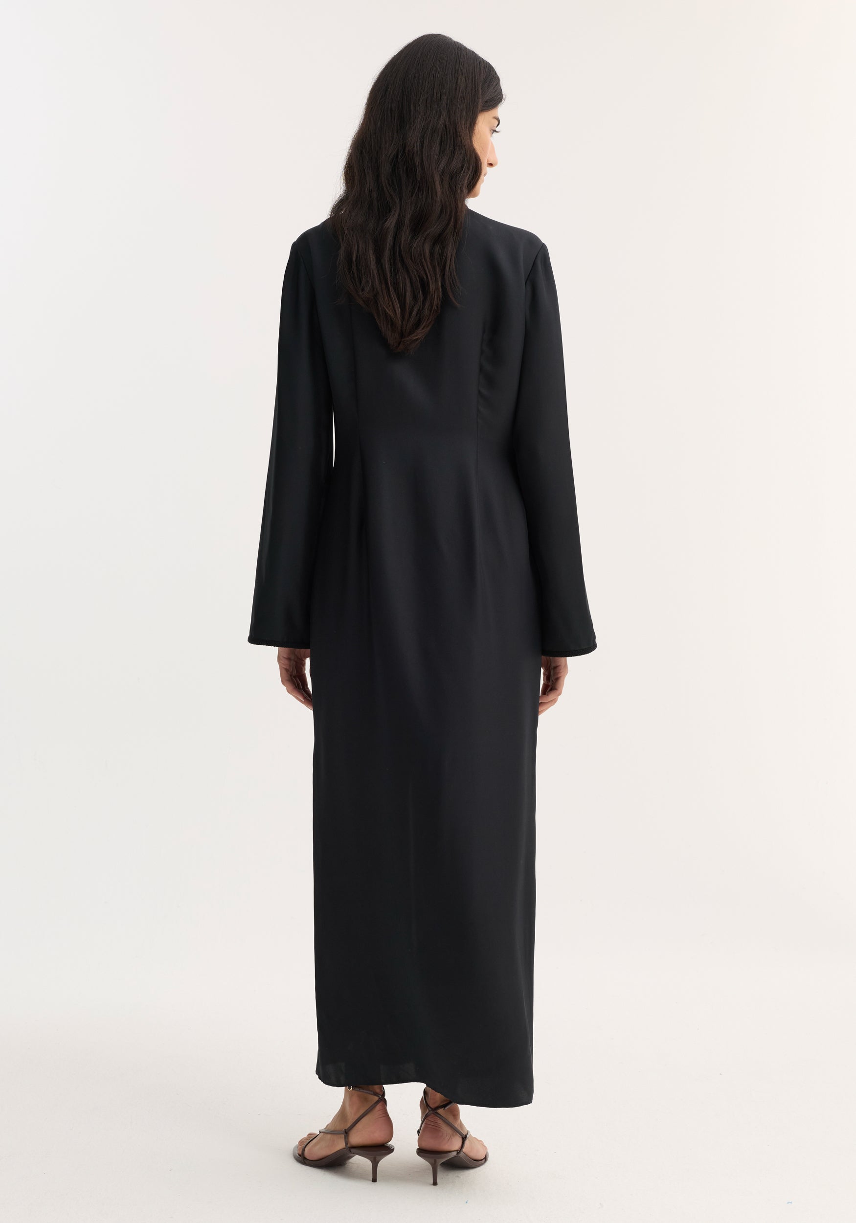 Mandarin silk dress | Black Mandarin silk dress | Black