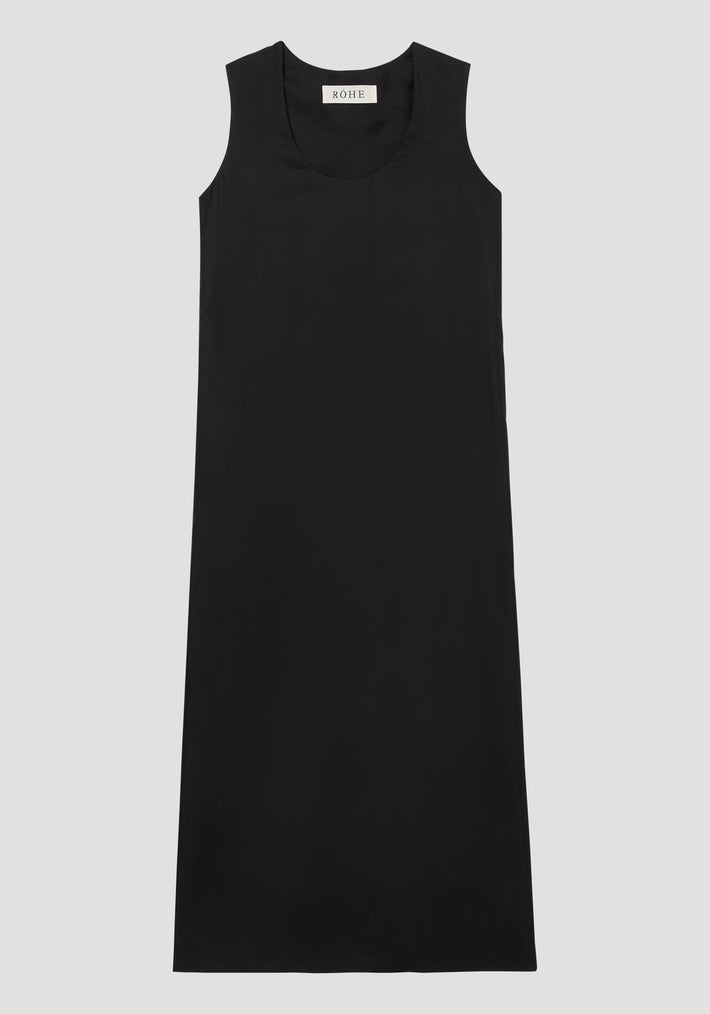 Scoop-neck silk dress | black
