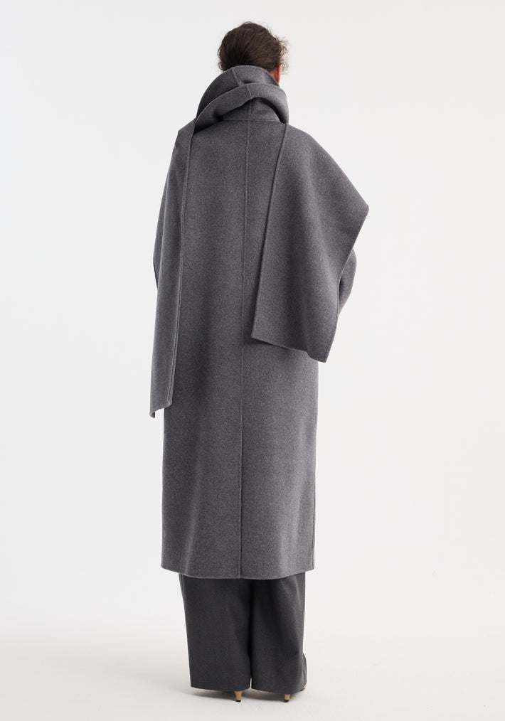 Signature double-faced scarf coat | mid grey melange