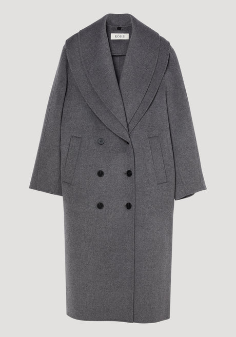 Signature double-faced scarf coat | mid grey melange