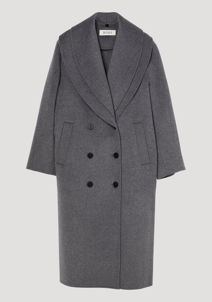 Signature double-faced scarf coat | mid grey melange