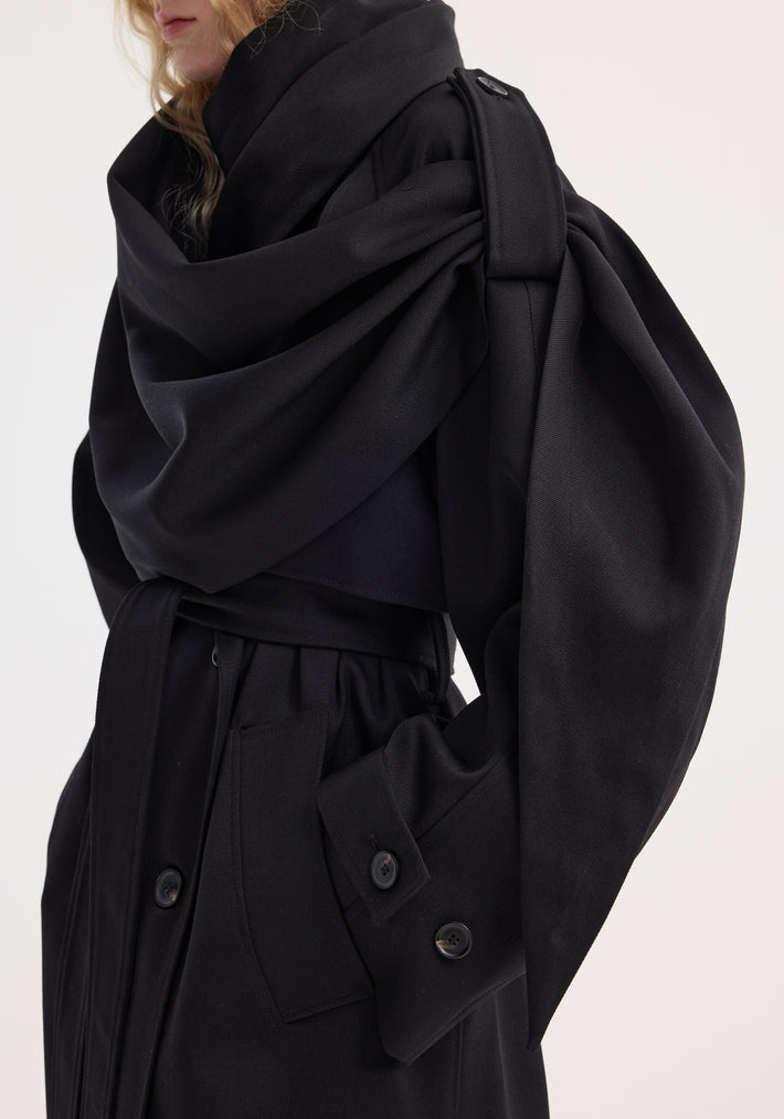 Oversized classic scarf trench | black