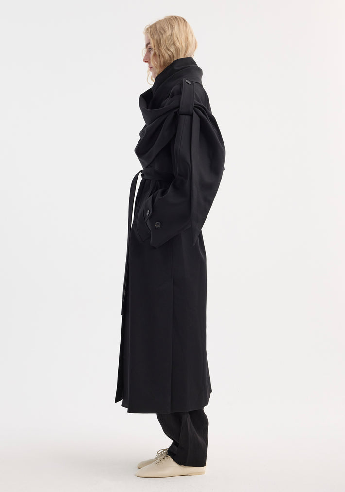Oversized classic scarf trench | black