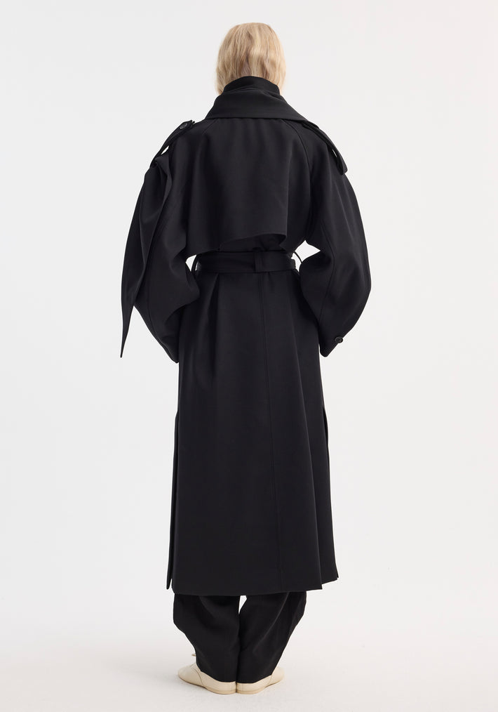 Oversized classic scarf trench | black