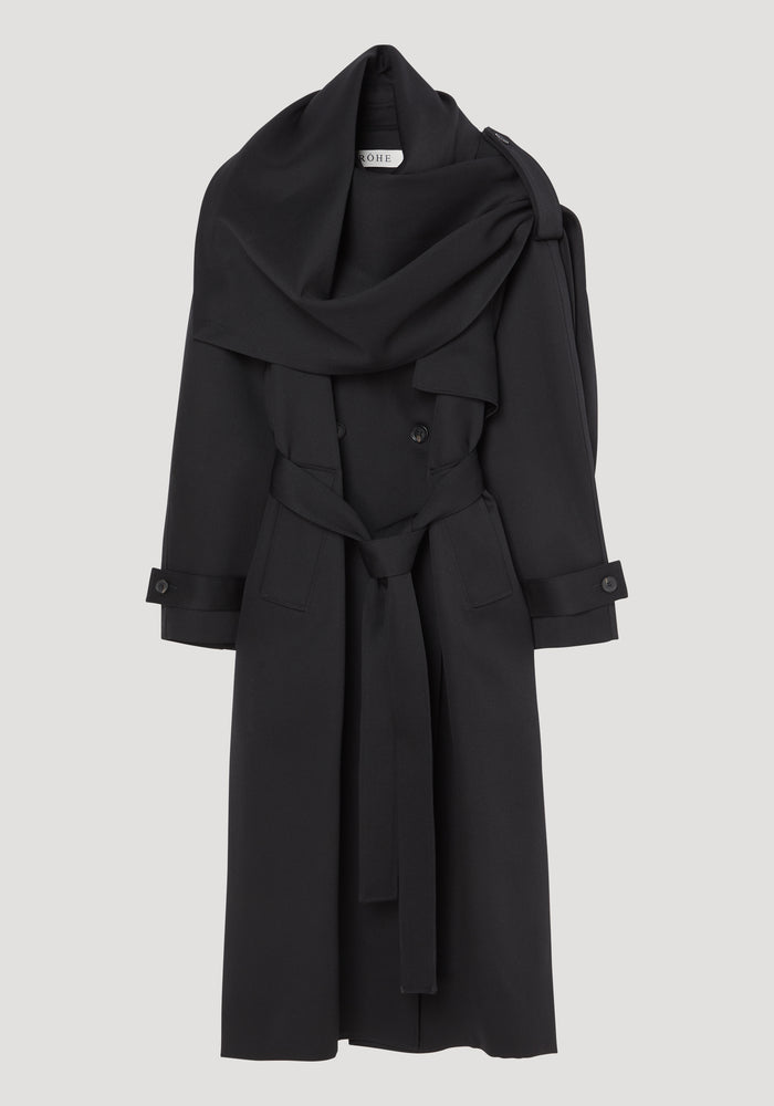 Oversized classic scarf trench | black