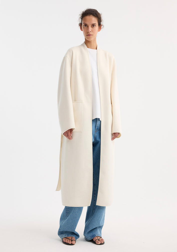 Double-faced kimono style coat | off white