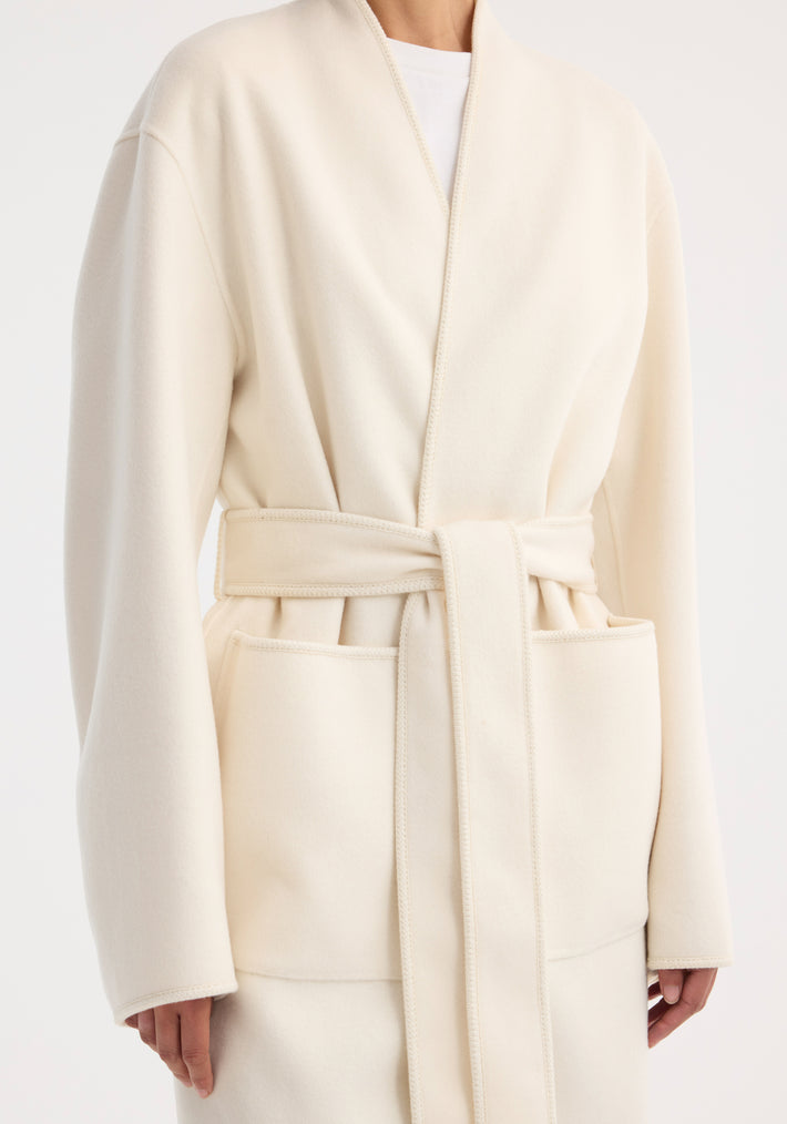 Double-faced kimono style coat | off white