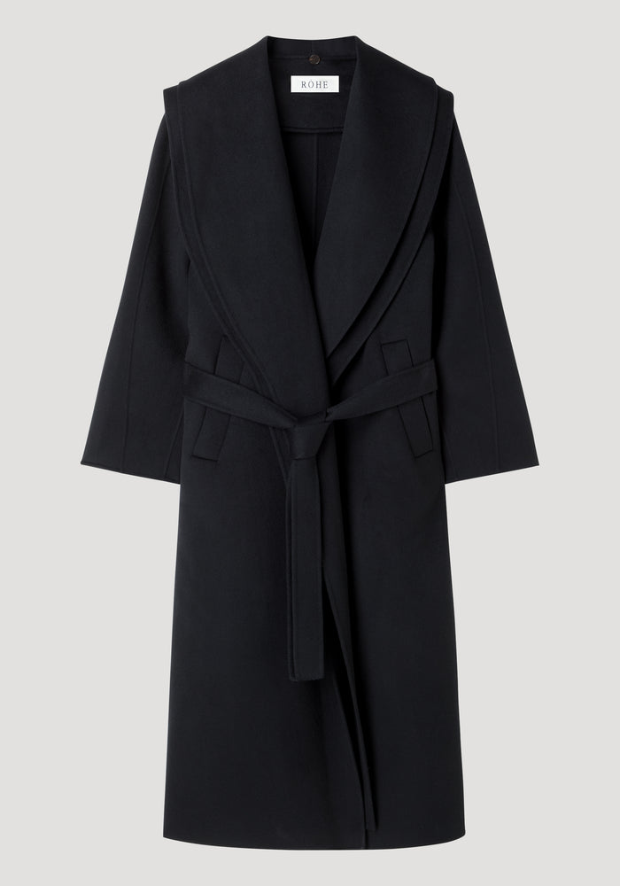 Signature double-faced scarf coat with belt | black