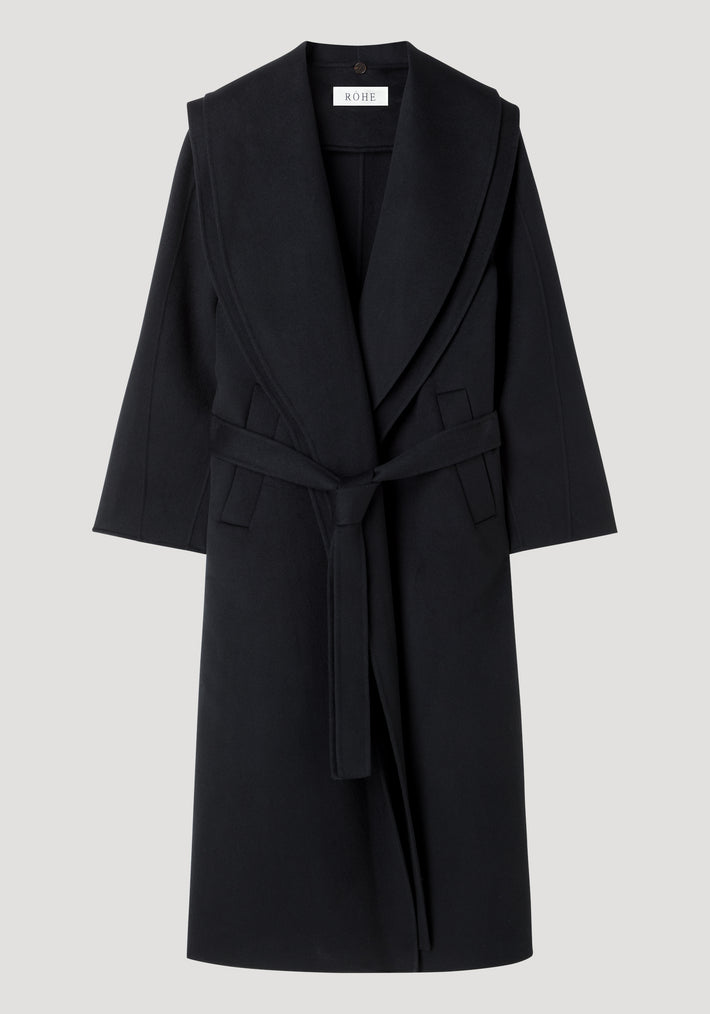 Signature double-faced scarf coat with belt | black