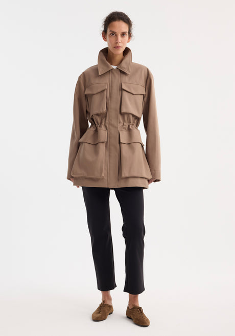 Field jacket with waist adjuster | clay
