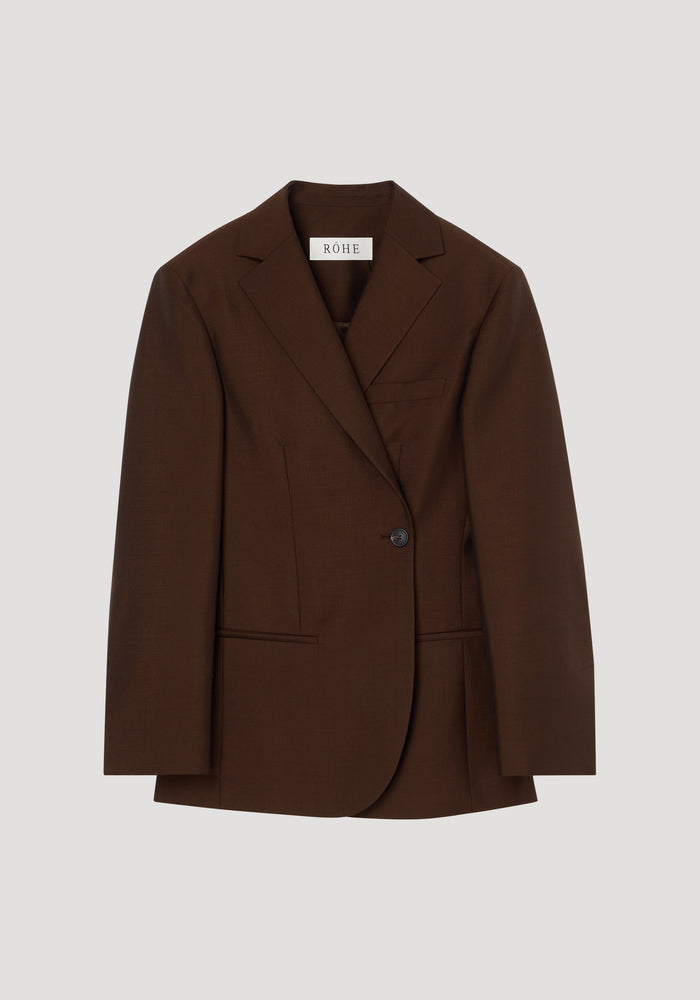 Dual tone piqué overlap suit jacket | mahogany