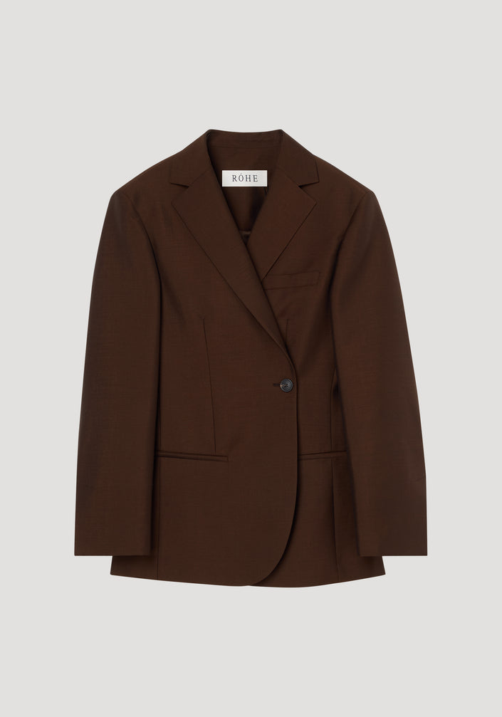 Dual tone piqué overlap suit jacket | mahogany