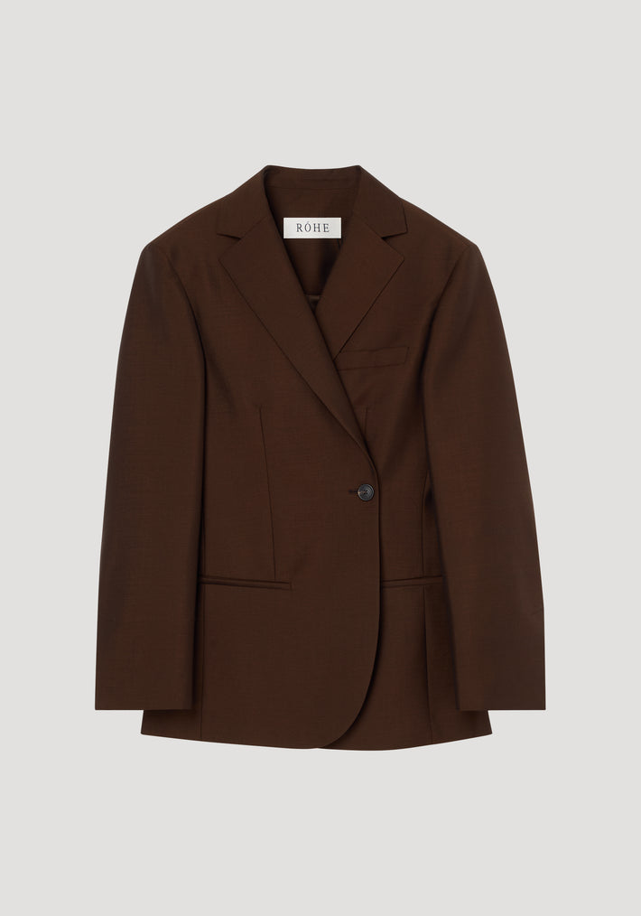 Dual tone piqué overlap suit jacket | mahogany