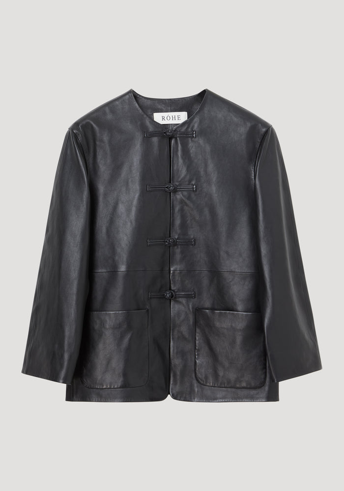 Mandarin leather jacket | black