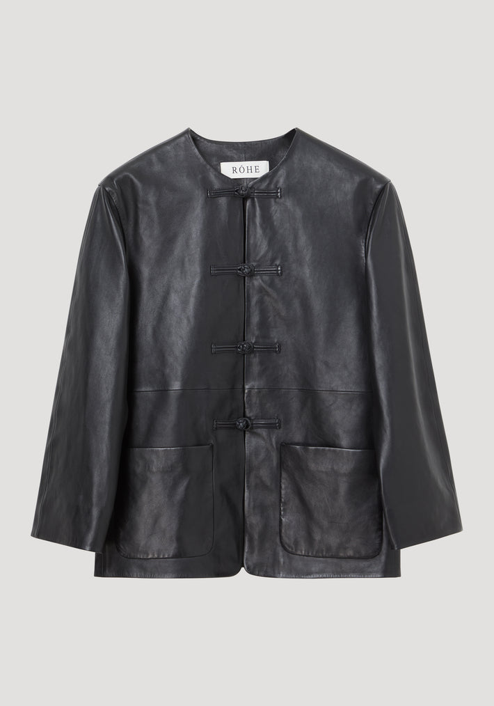 Mandarin leather jacket | black