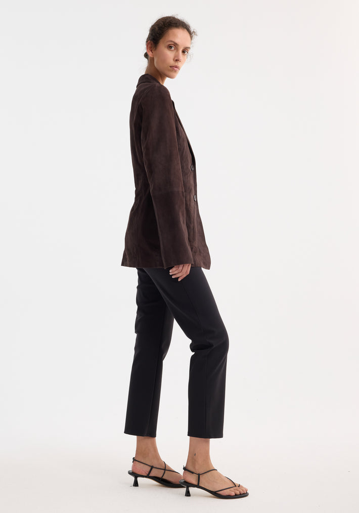 Suede cinched blazer | dark chocolate