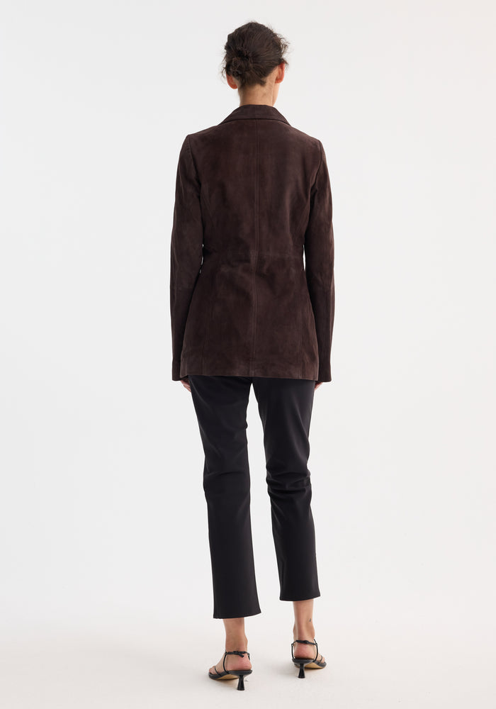 Suede cinched blazer | dark chocolate