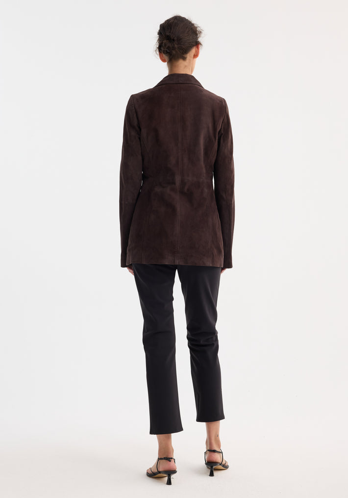 Suede cinched blazer | dark chocolate