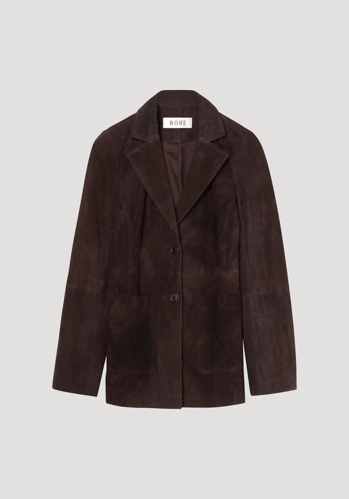 Suede cinched blazer | dark chocolate
