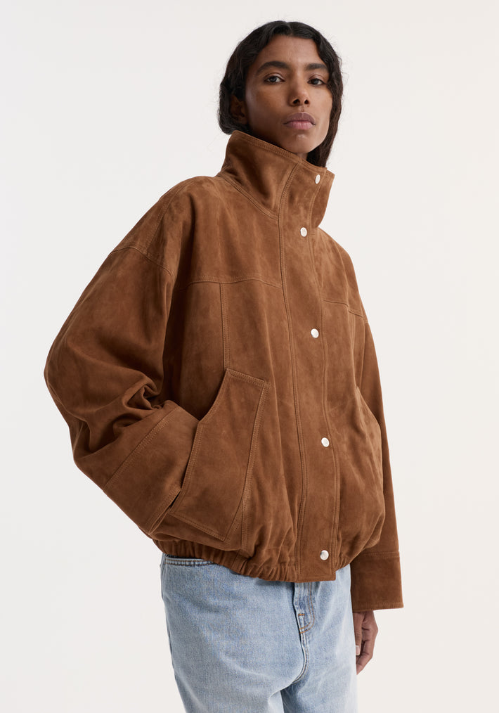 Reinvented suede jacket | cognac