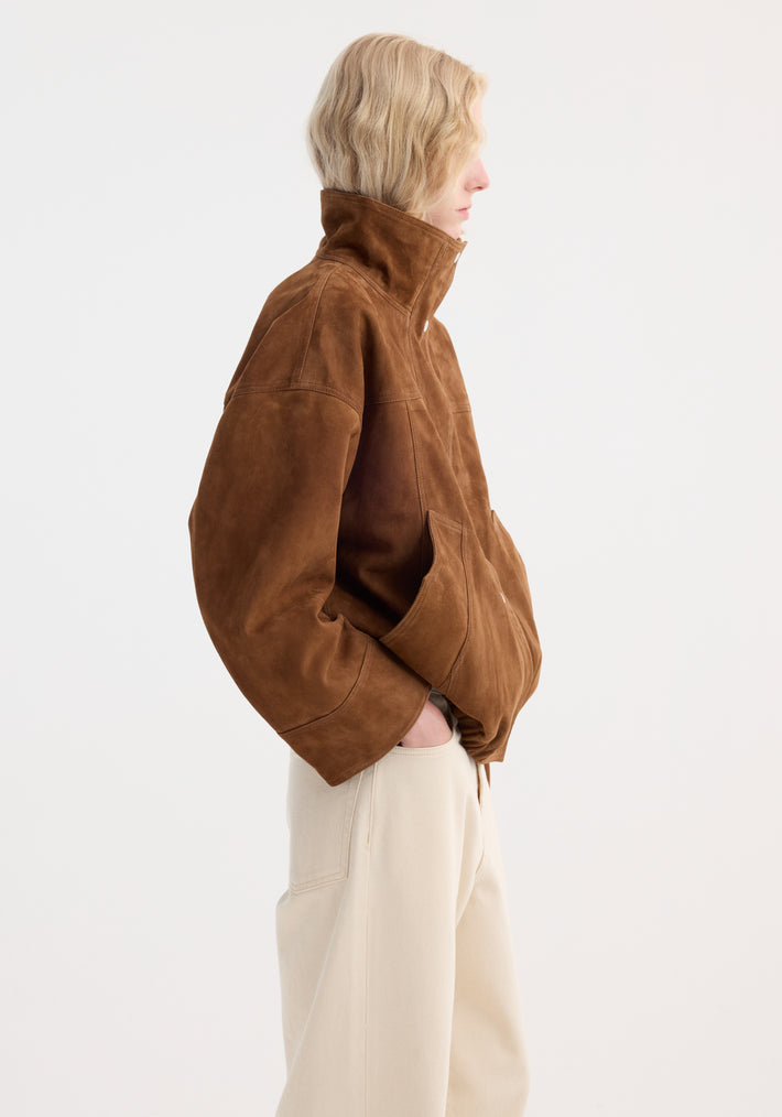 Reinvented suede jacket | cognac