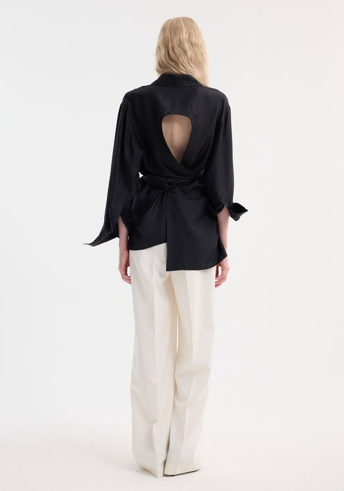 Deconstructed silk shirt | black