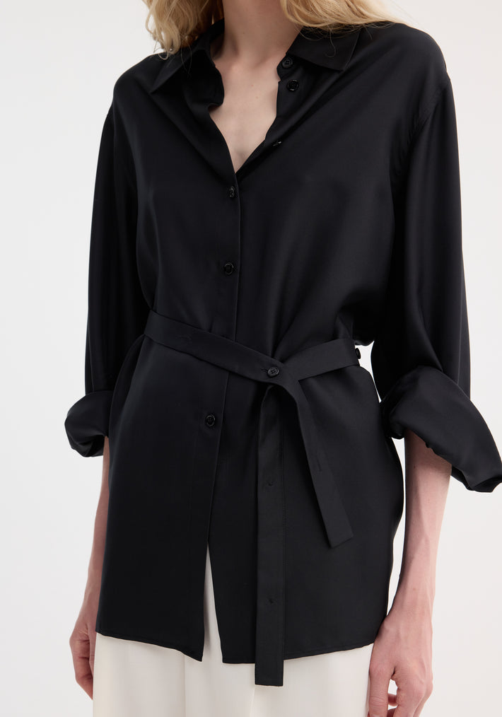 Deconstructed silk shirt | black