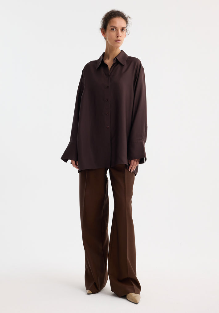 Deconstructed silk shirt | mahogany