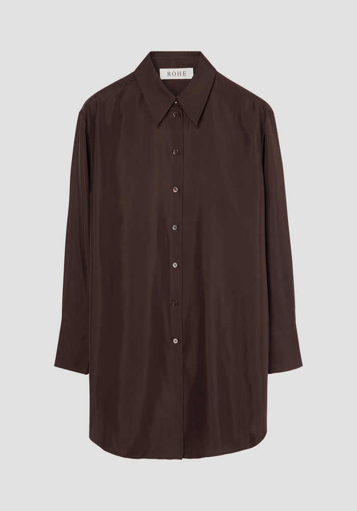 Signature elongated silk shirt | mahogany