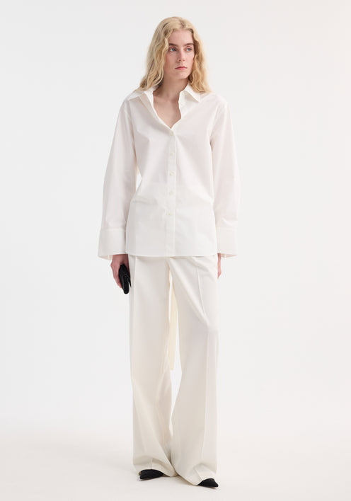 Poplin silk combined gilet-shirt | optic white