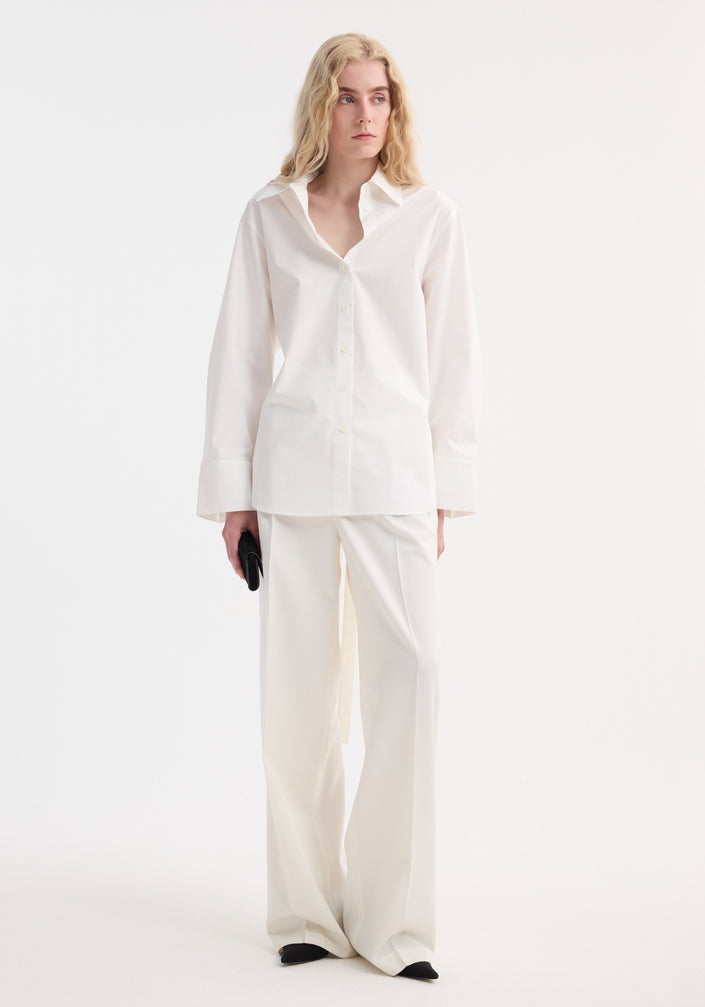 Poplin silk combined gilet-shirt | optic white