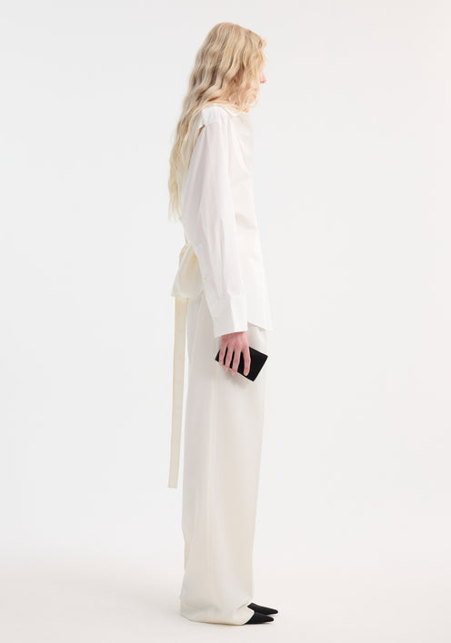 Poplin silk combined gilet-shirt | optic white