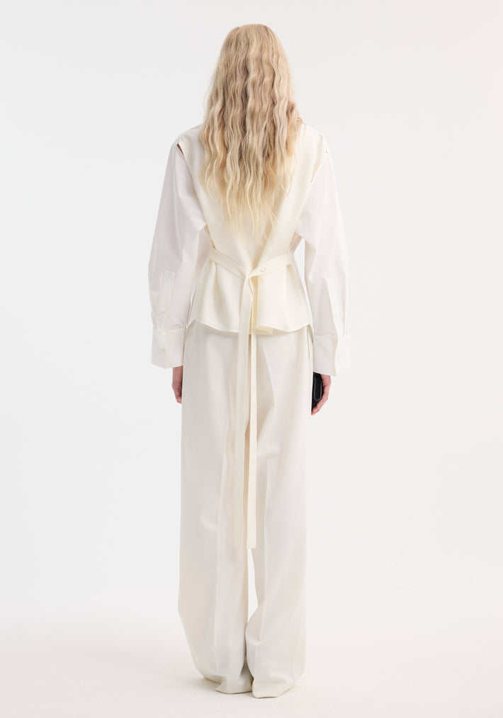 Poplin silk combined gilet-shirt | optic white