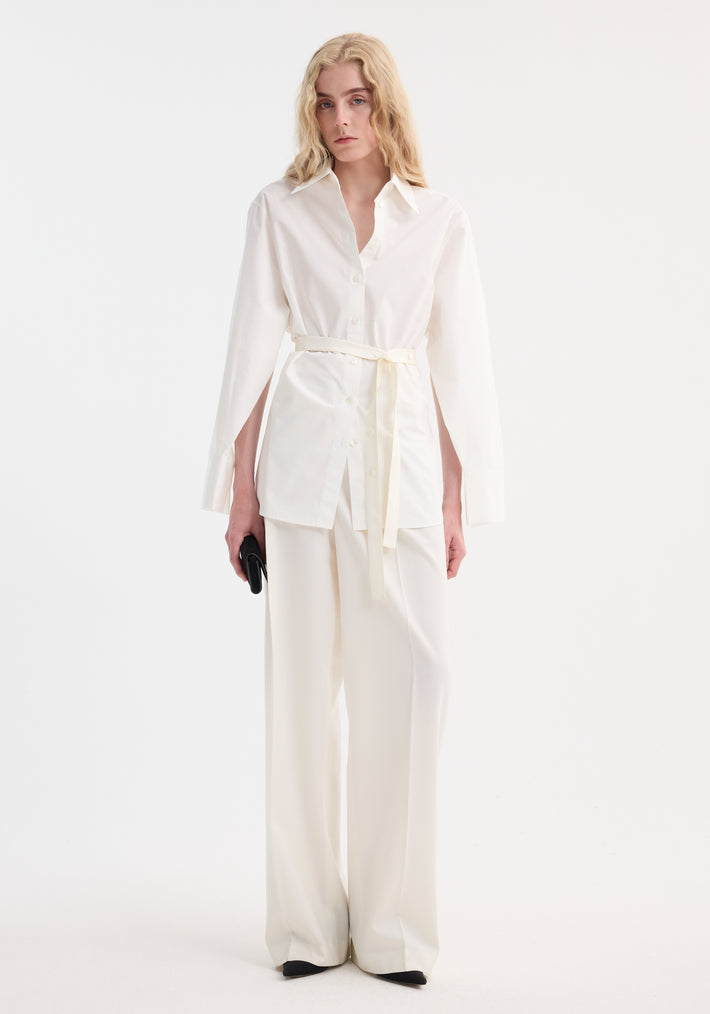 Poplin silk combined gilet-shirt | optic white
