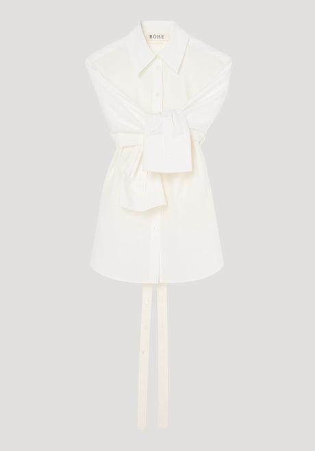 Poplin silk combined gilet-shirt | optic white