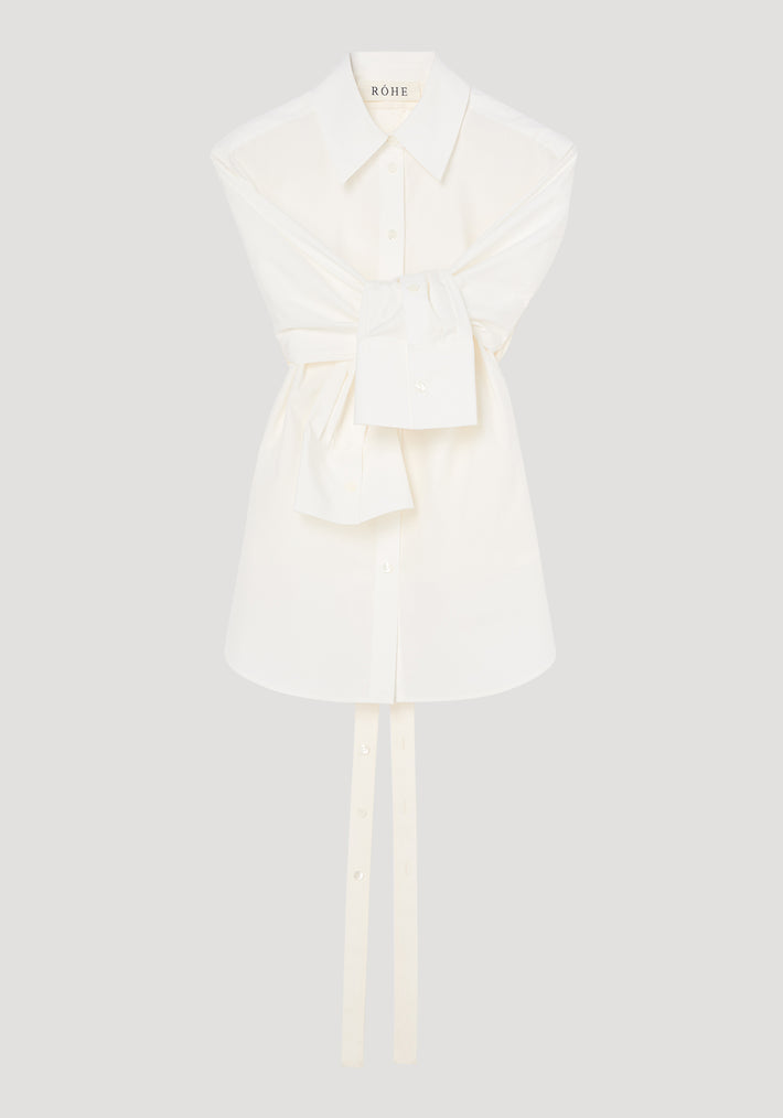 Poplin silk combined gilet-shirt | optic white