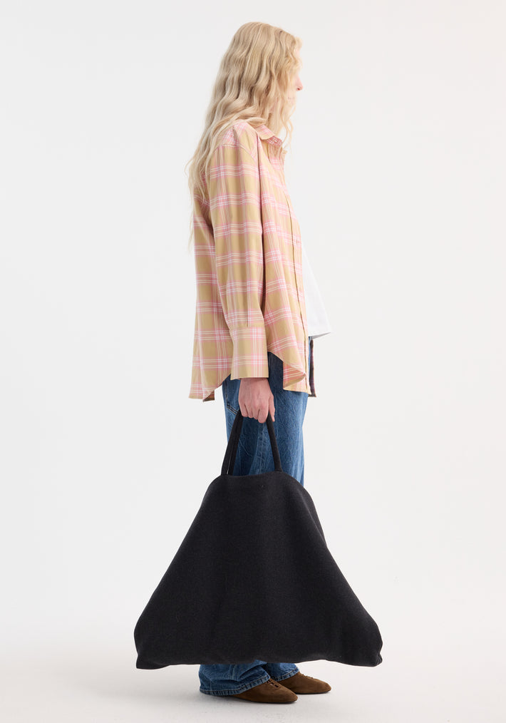 Check flannel overshirt | pink beige check