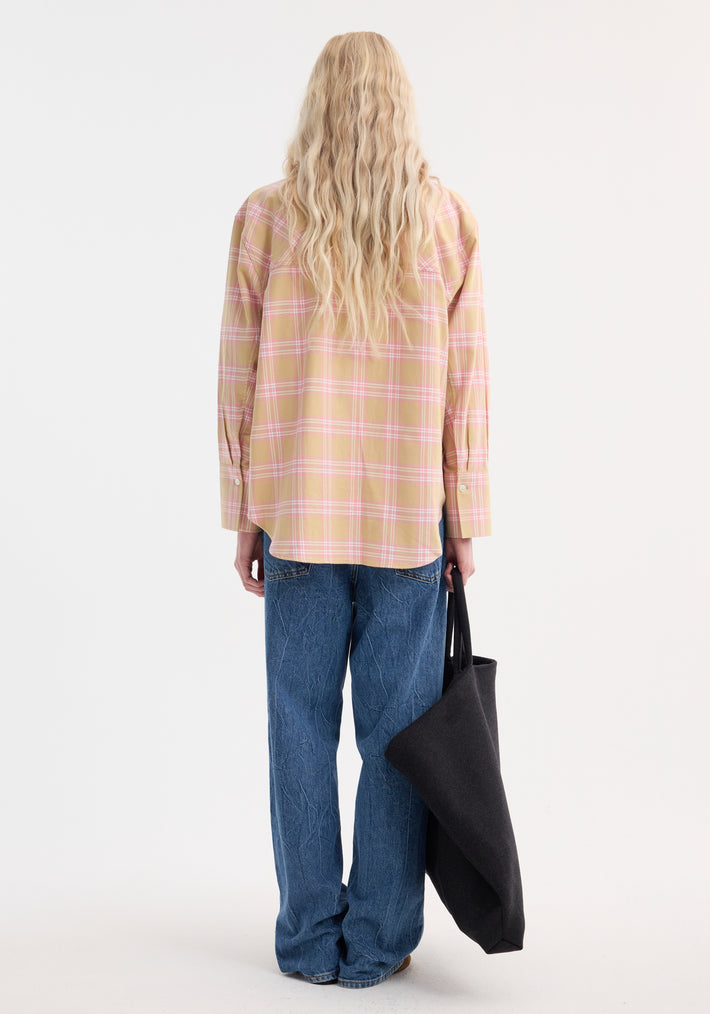 Check flannel overshirt | pink beige check