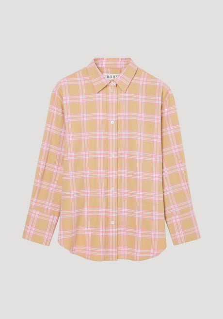 Check flannel overshirt | pink beige check