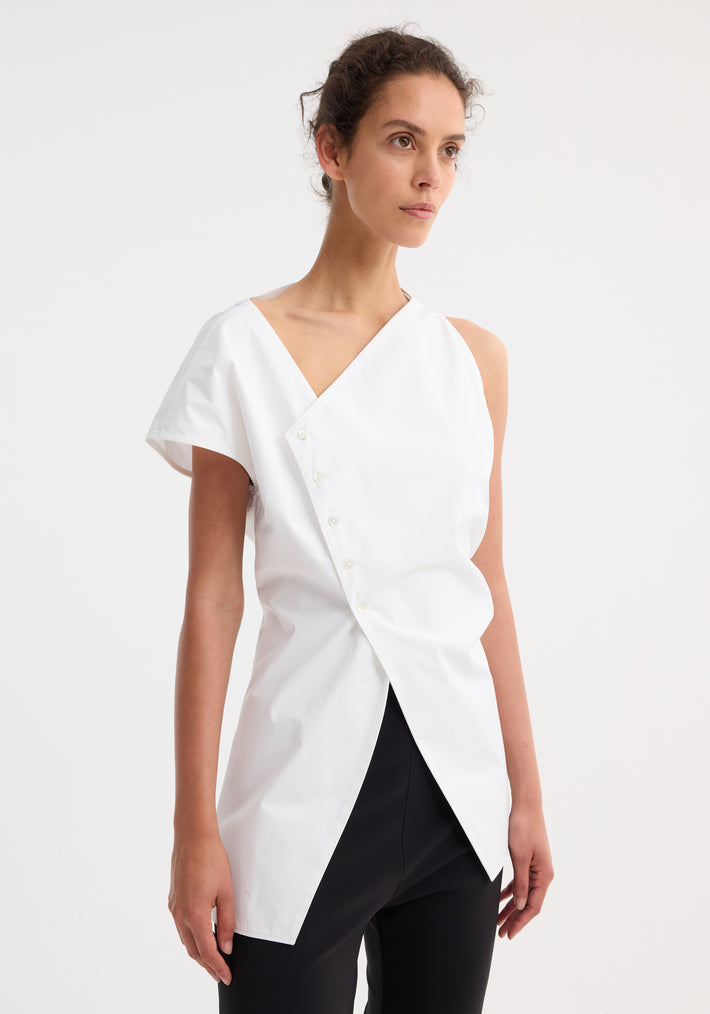 Asymmetrical poplin top | optic white