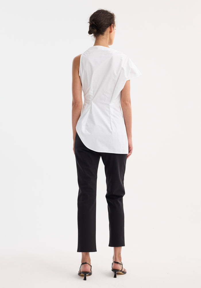 Asymmetrical poplin top | optic white