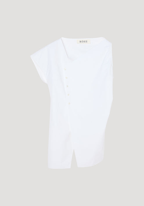 Asymmetrical poplin top | optic white