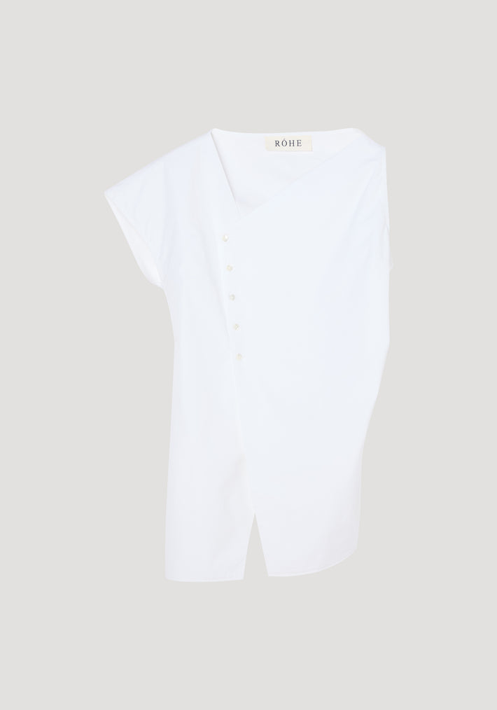 Asymmetrical poplin top | optic white