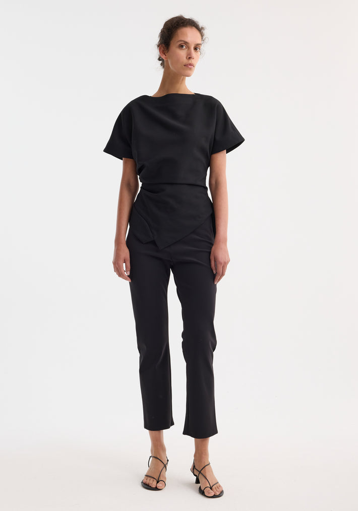 Draped lapel top | black