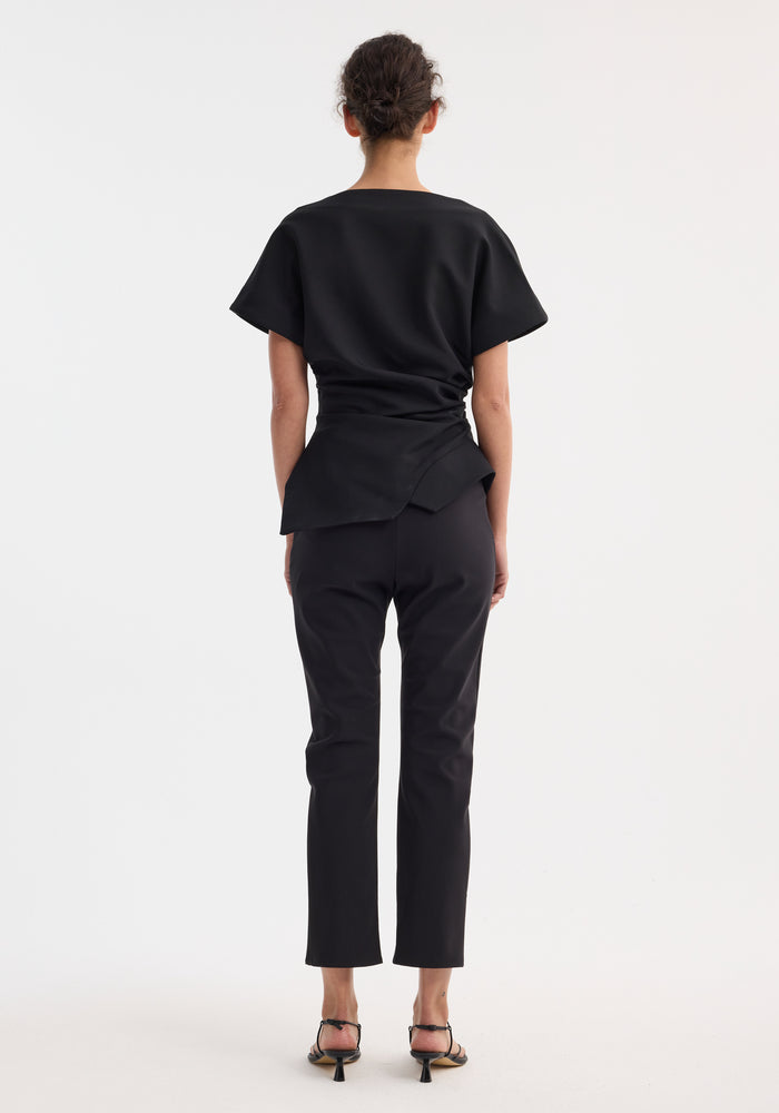 Draped lapel top | black