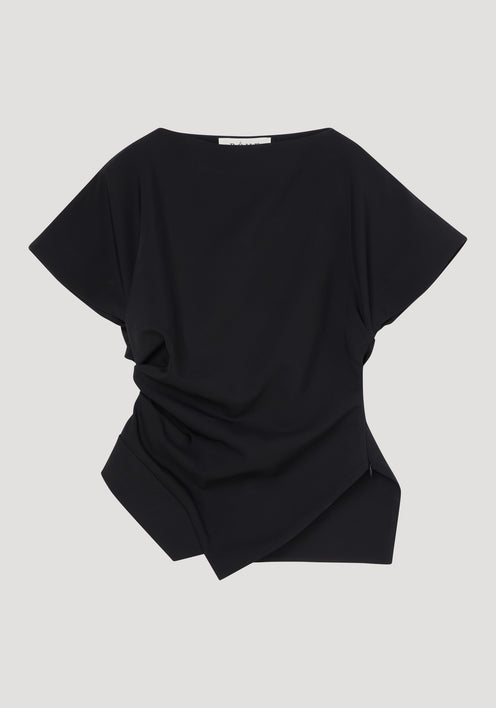 Draped lapel top | black