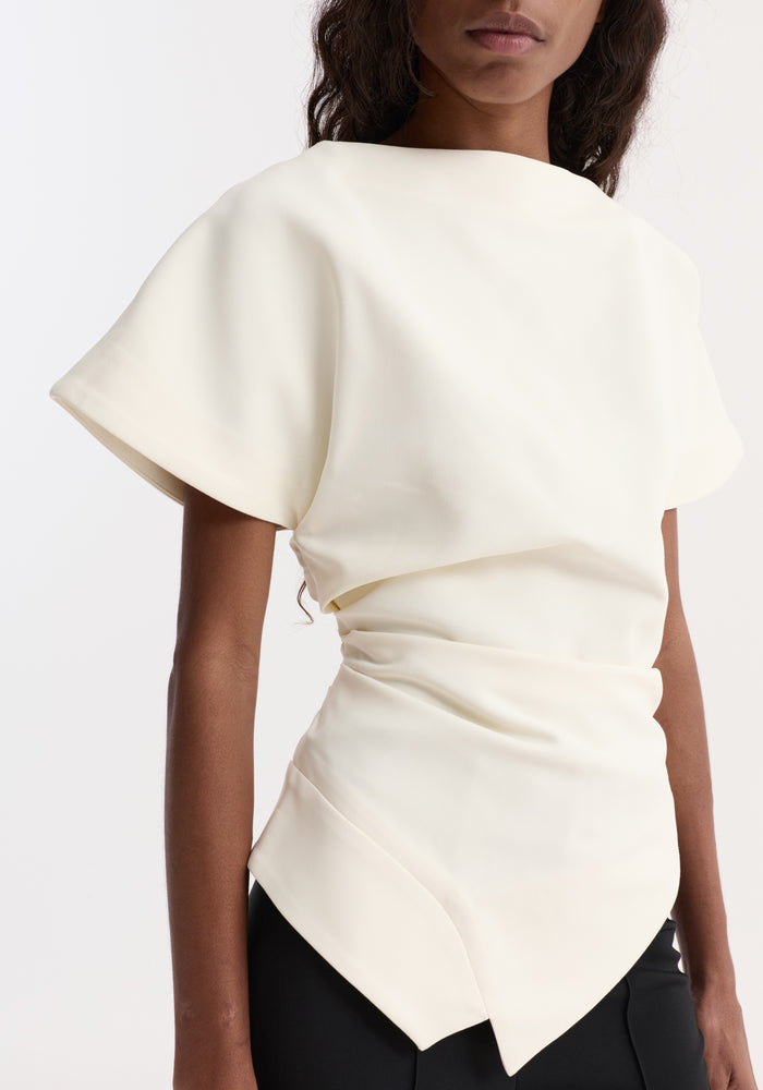 Draped lapel top | off white
